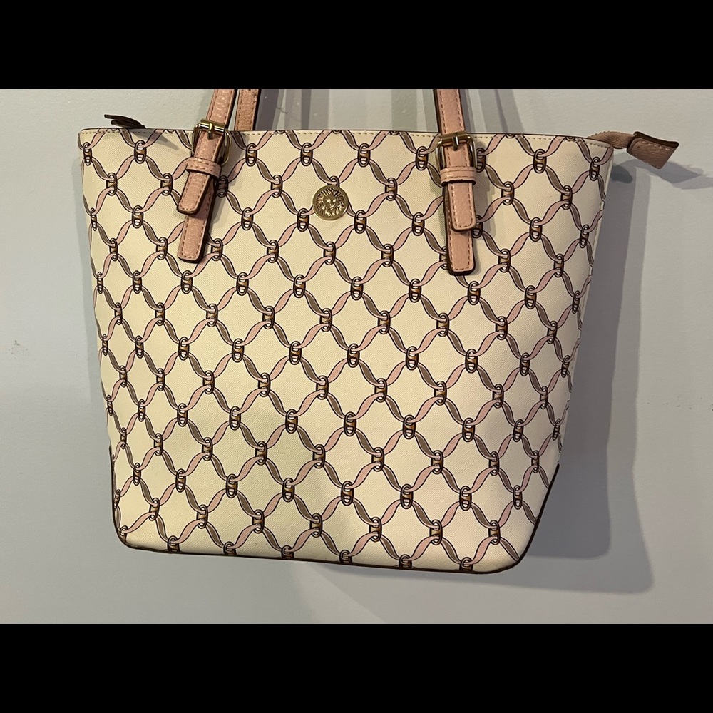 Anne Klein tote bag purse pink white gold clean - Picture 2 of 13